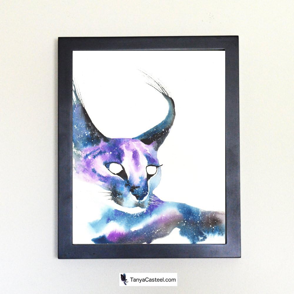 Caracal Cat Spirit Animal Art Print from Watercolor Painting