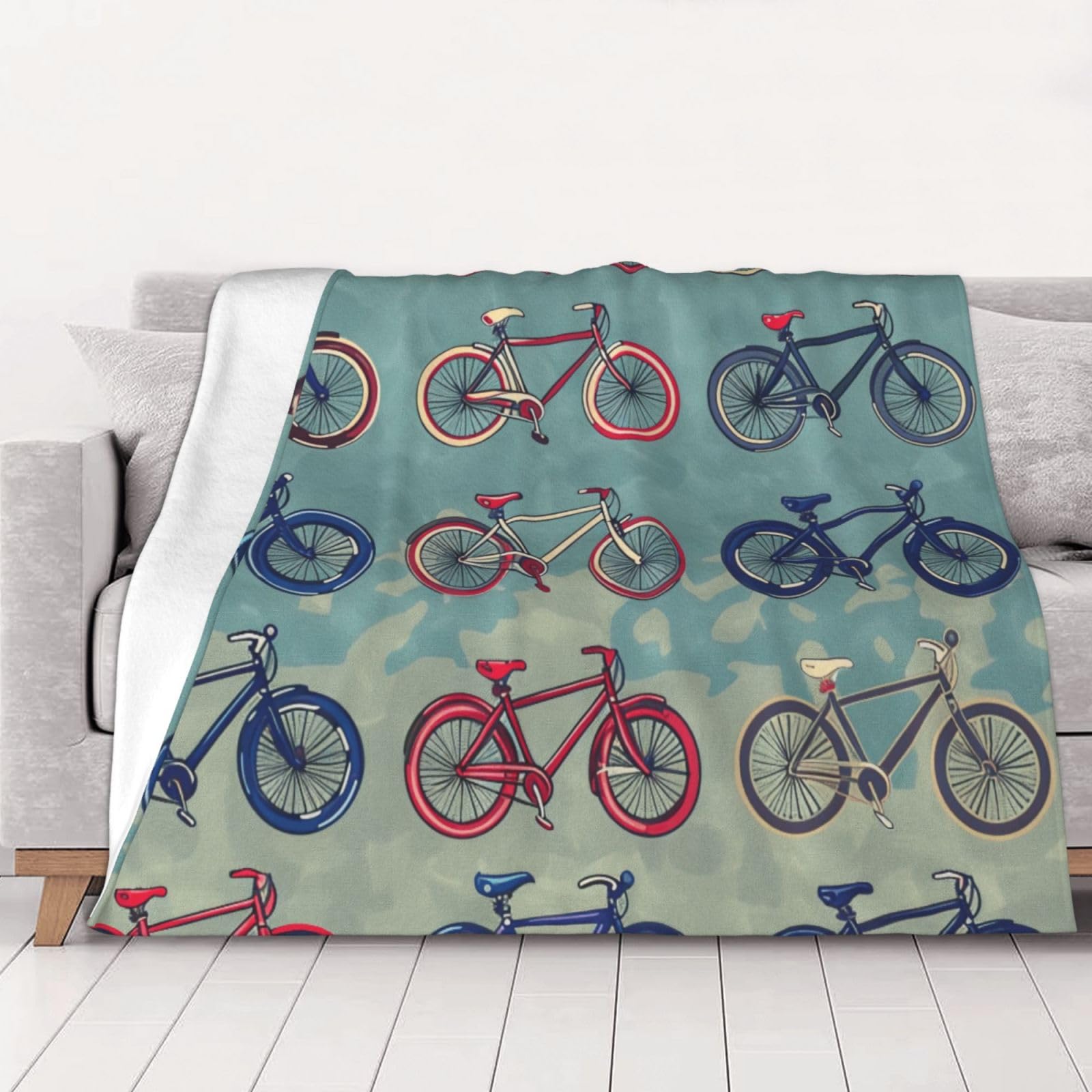 Couverture en flanelle motif vélo 200x150cm, le cadeau chaud idéal pour femmes et hommes
