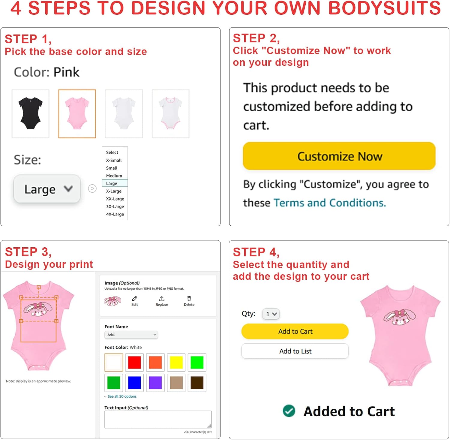 Littleforbig Custom Printing Bodysuits Design Add Your Own Onesie Personalized Message Image Unisex Ultra Soft