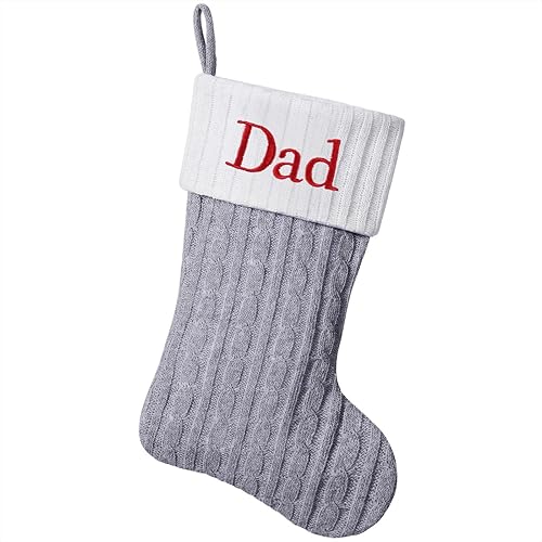 Miniatura 20 de Medias de Navidad con monograma de punto gris de 19.5 pulgadas. Calcetines de Navidad con inicial personalizadas, decoración de fiesta de Navidad