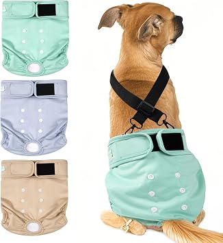 wegreeco Reusable Washable Dog Diapers Female with 1PC Suspender, Dogs Period Heat Diapers Female Heat Cycle, XL Medium Large Small Doggie Puppy Diapers for Incontinence XX-Large