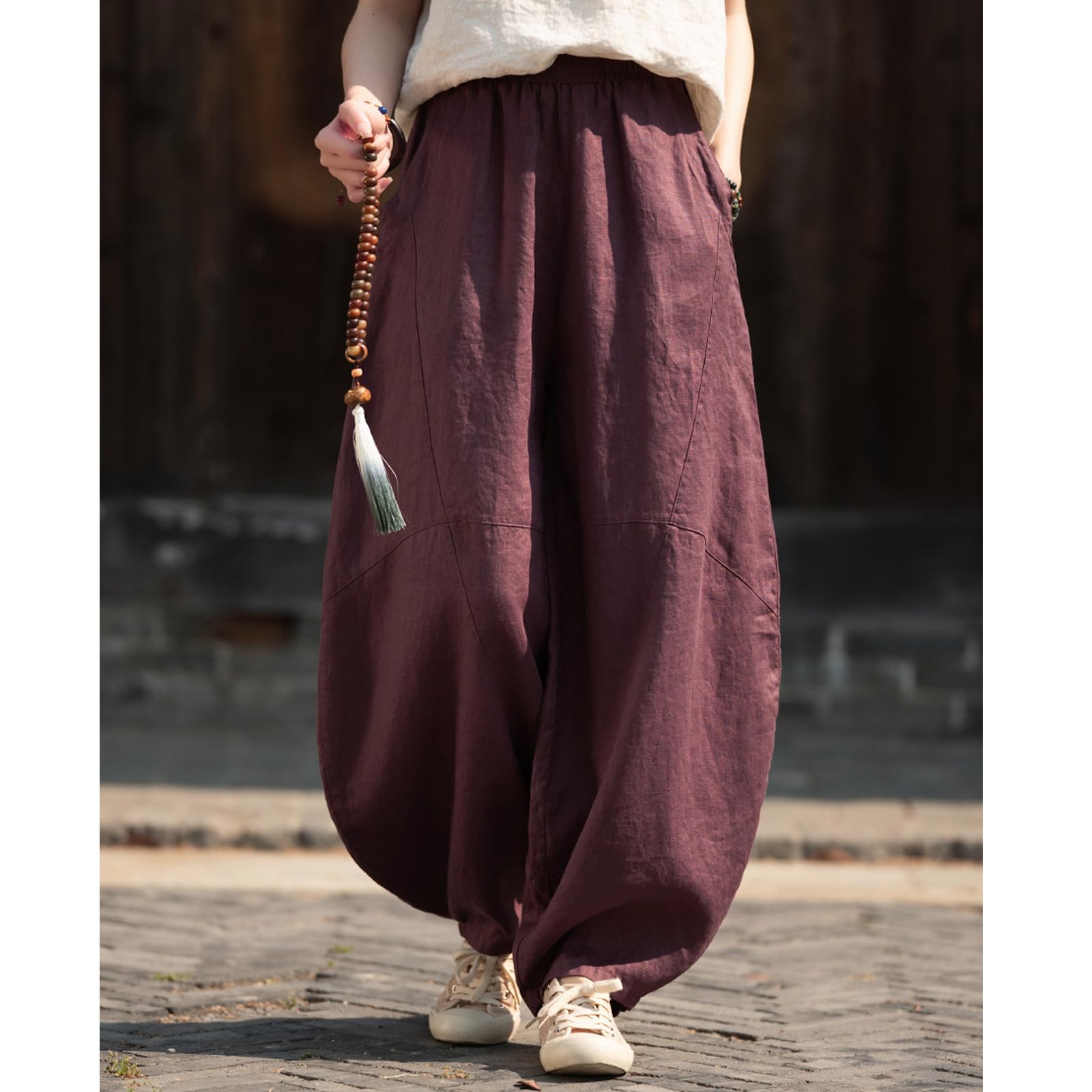 CHUIKUAJ Tai Chi-Kleidung für Damen, Chinesischer Retro-Kung-Fu-Anzug, Baumwolle und Leinen, Langärmliges Oberteil + Hose für Morgengymnastik, Meditation