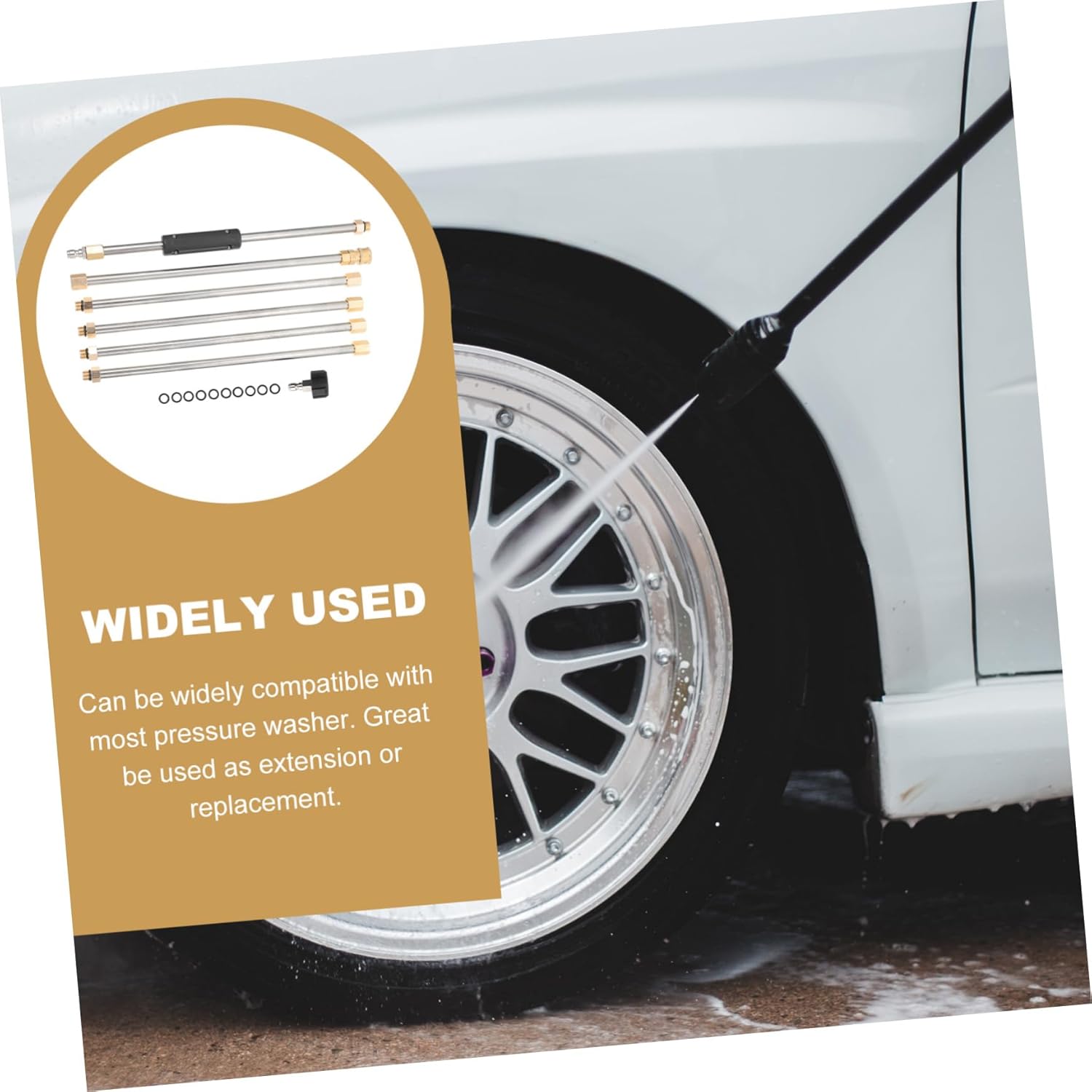 High Pressure Washer Extension Wand Set 6-Piece Power Washer Accessories Nozzle 1/4 Quick Connector for Car Wash and Gutter Cleaning