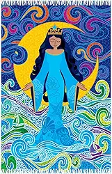 de Praia Iemanjá - Canga - Tamanho 170cm x 120cm - Viscose/100% - Unissex - Adulto - Estampado - Desenho animado - Para amantes da praia