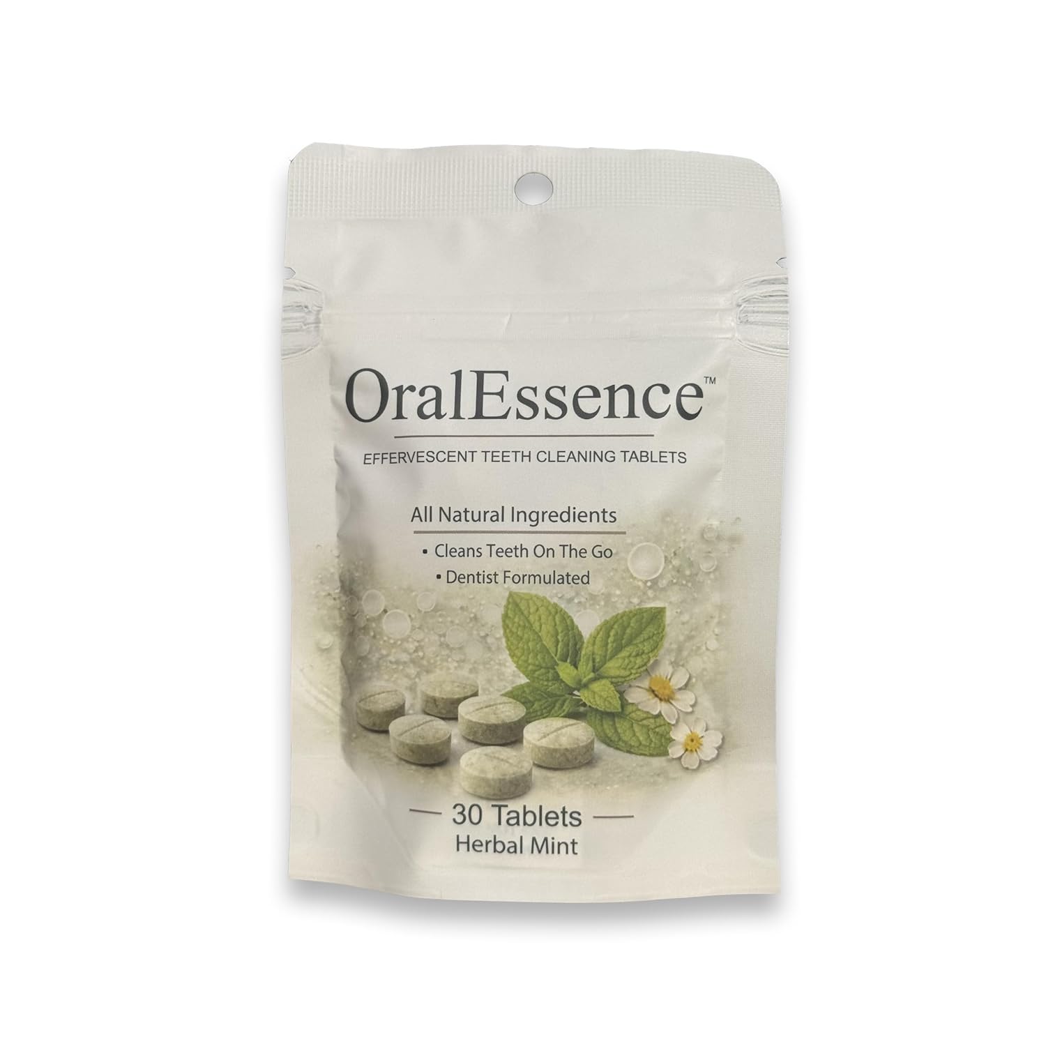 Teeth Cleaning Tablets, No Toothbrush or Water Needed, Natural Effervescent Oral Care Mints, Dentist Formulated for On-the-Go Cleaning, 30 Count