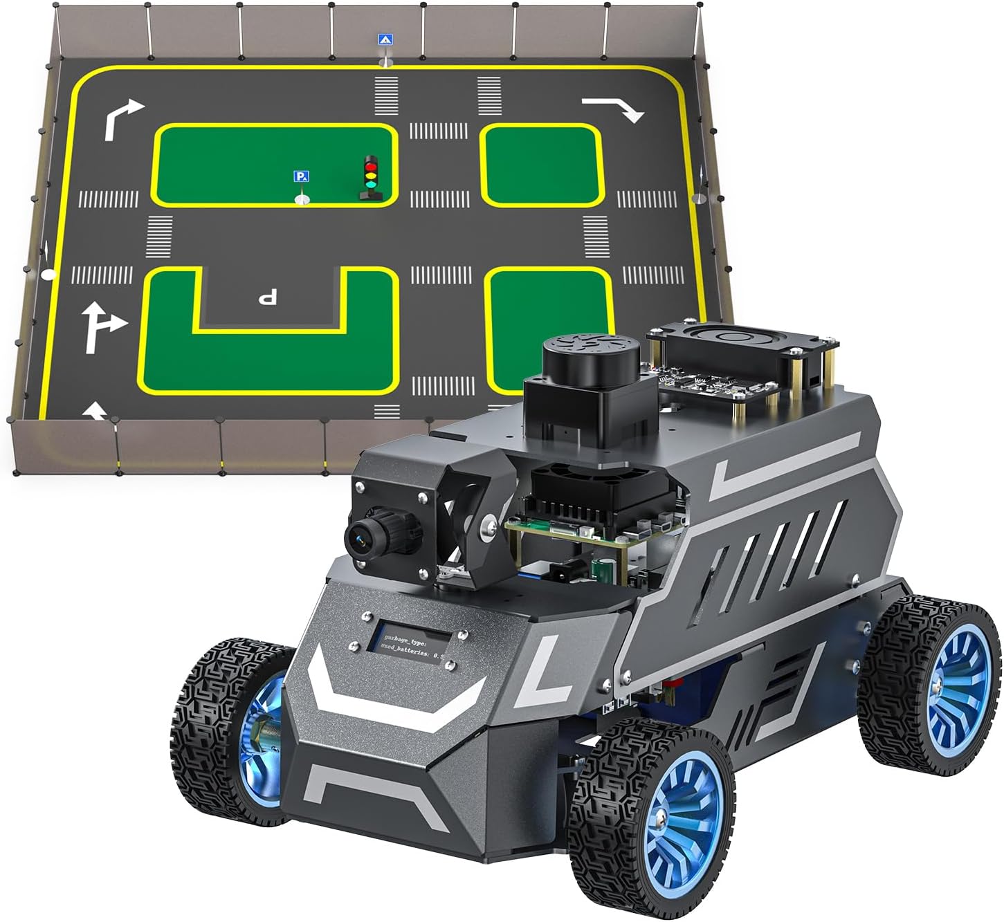 Yahboom Raspberry Pi 5 8GB for AI Robot Car,Supports RVIZ Simulation ROS2 and ROS Robot Map 3.2m*2.8m Track-Map+Fence 50pcs