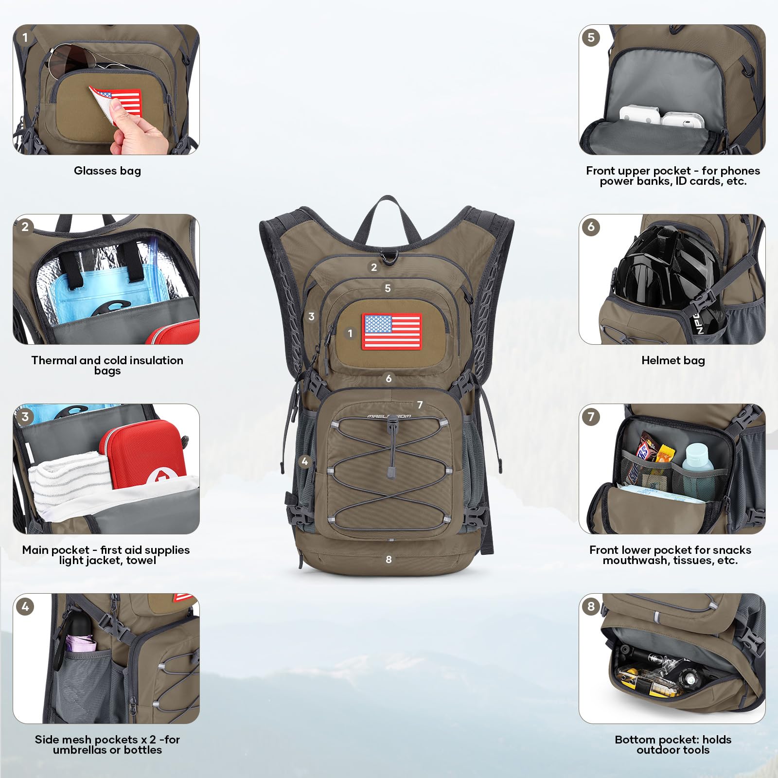Maelstrom Mochila de hidratación, mochila de senderismo con vejiga de agua de 2 L, válvula de mordida de alto flujo, mochila de agua para hombres y mujeres, aislamiento ligero para senderismo,