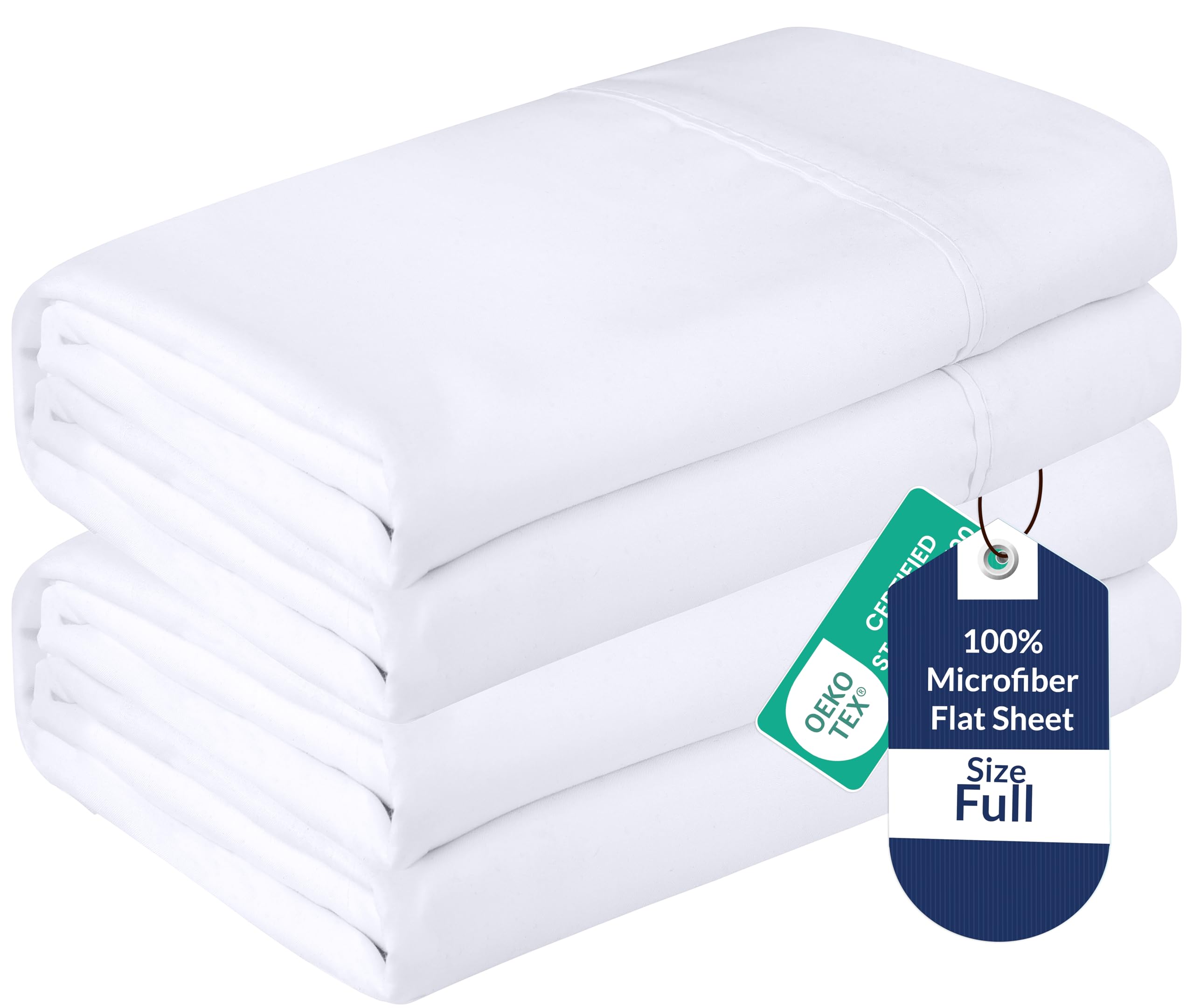 Royale Linens 2 Pack Bulk Flat Sheet Set - Top Sheets - Soft 1800 Microfiber - Wrinkle & Stain Resistant - for Hotel, Massage Table, Hospital, Dorm -