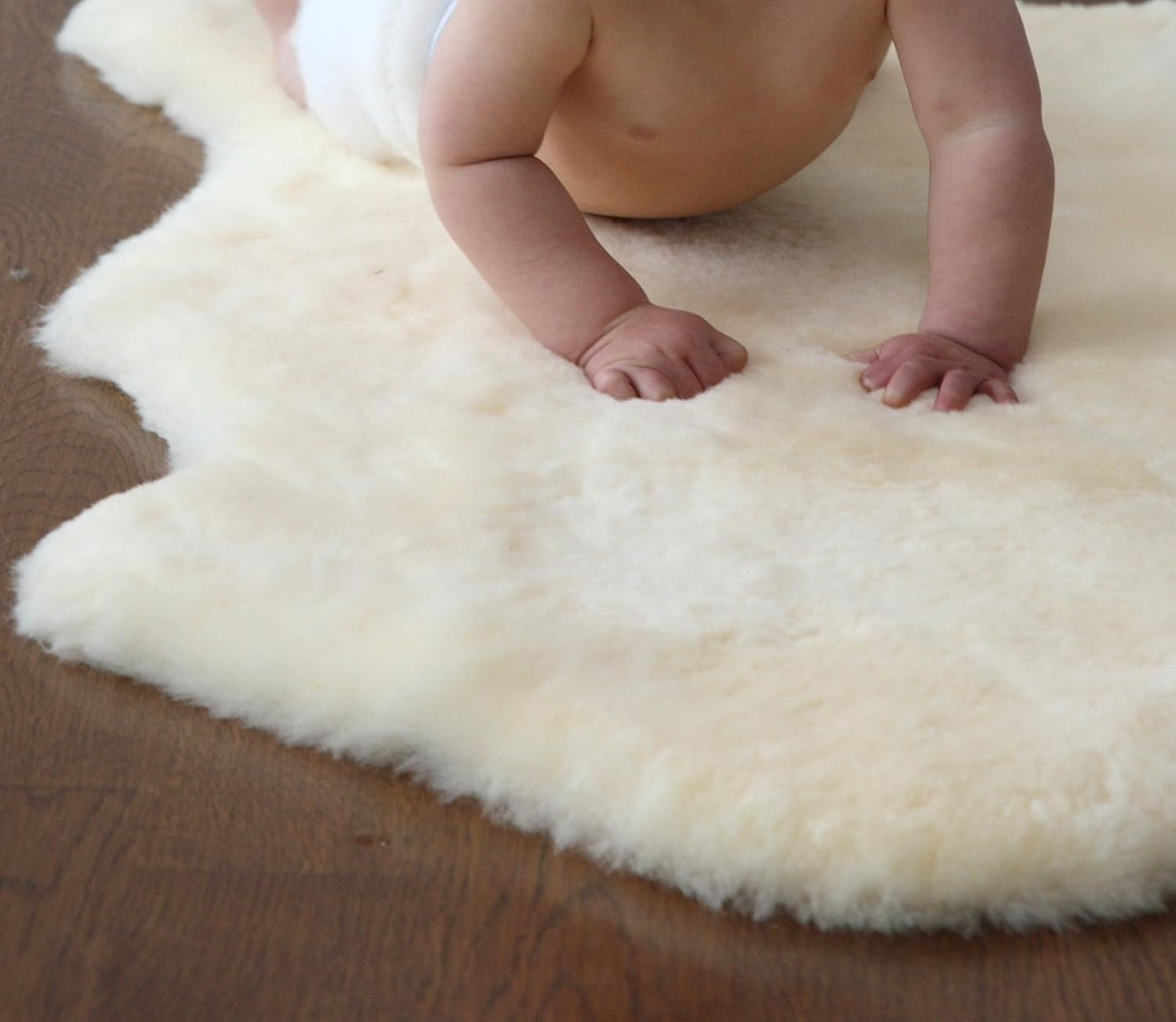 WaySoft Baby Sheepskin Rug, Oeko-TEX Certified, Safe & Natural Nursery Rug, 100% Genuine New Zealand Soft Fur Rug Baby Carpet