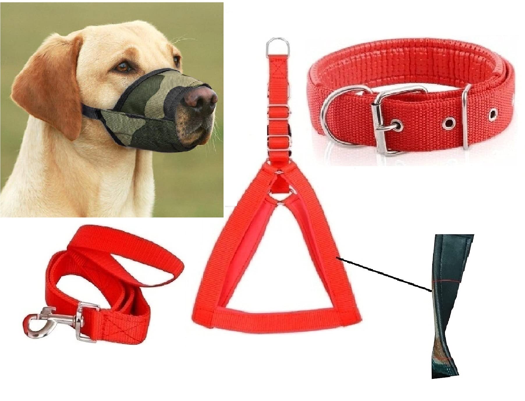 Hachiko:- Best Dog Body Belt Harness+Leash+Collar+Muzzle Specially for All Medium Breeds Dogs(Combo of 4) (B09H32WZTC) Amazon Price History, Amazon Price Tracker