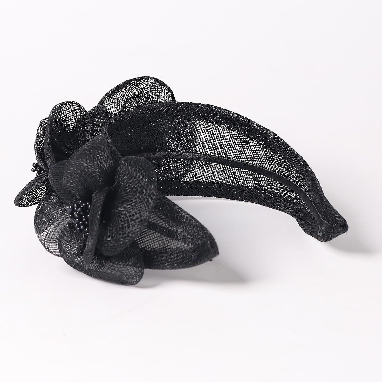 HIMESPORT Sinamay Fascinators Headpiece for Women Ladies Derby Hat with Flower Wedding Cocktail Tea Party Dress Church Hats