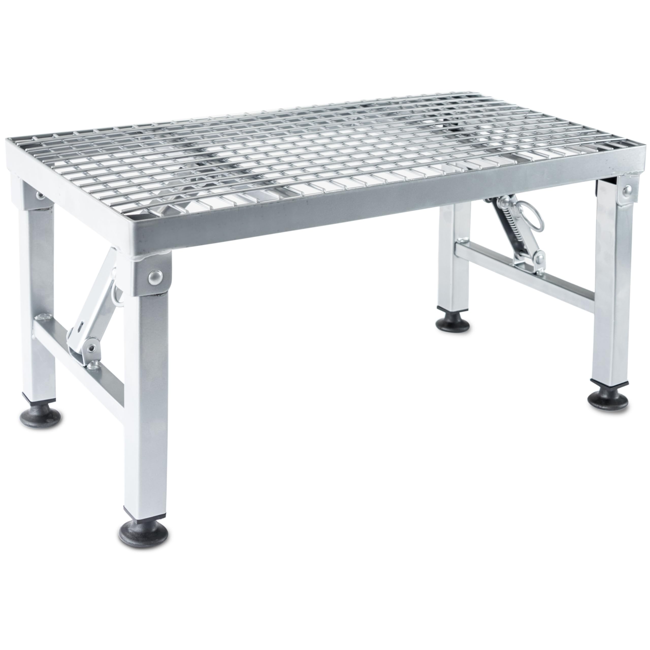 Caravan Trittstufe Klappbare Stufe 50x26x26 cm aus beschichtetem Stahl bis zu 150kg belastbar mit Gitterrost Einstiegshilfe Einzeltritt Faltbar Wohnwagen Wohnmobil Fußbank Tritt