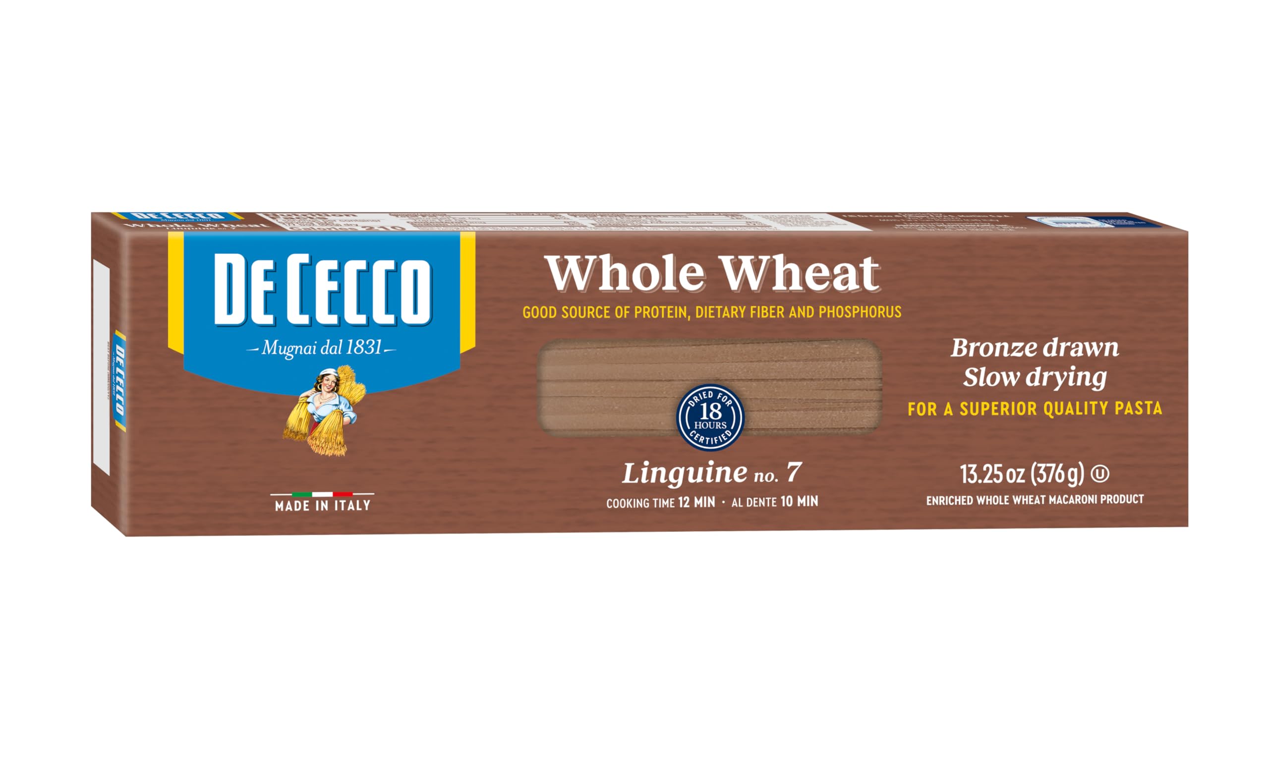 De Cecco Whole Wheat Pasta, Linguine, 13.25 Ounce (Pack of 12) (VIP0007)