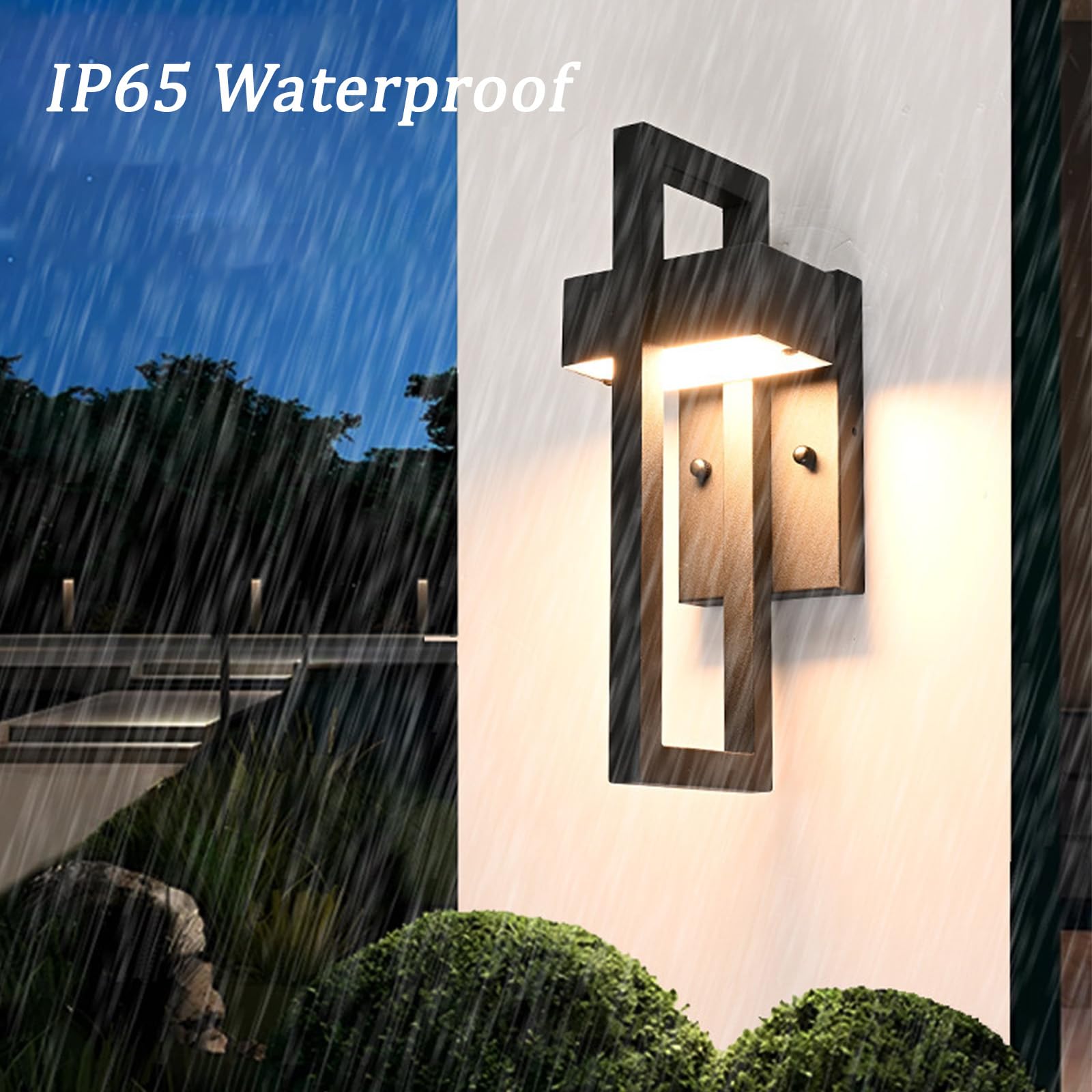 LED Esterno Applique da Parete Impermeabile IP65 Metallo Lampada da Parete Moderna Nero Iluminazioni per Pareti Interno/Esterni per Corridoio Balcone Giardino Terrazzo (Nero Luce Naturale,35cm)
