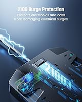 Vista 5 de Power Strip, SUPERDANNY Surge Protector with 22 AC Outlets, 2 USB-C and 4 USB Ports, 1875W/15A, 2100J, 6.5Ft Extension Cord Surge Protector Power