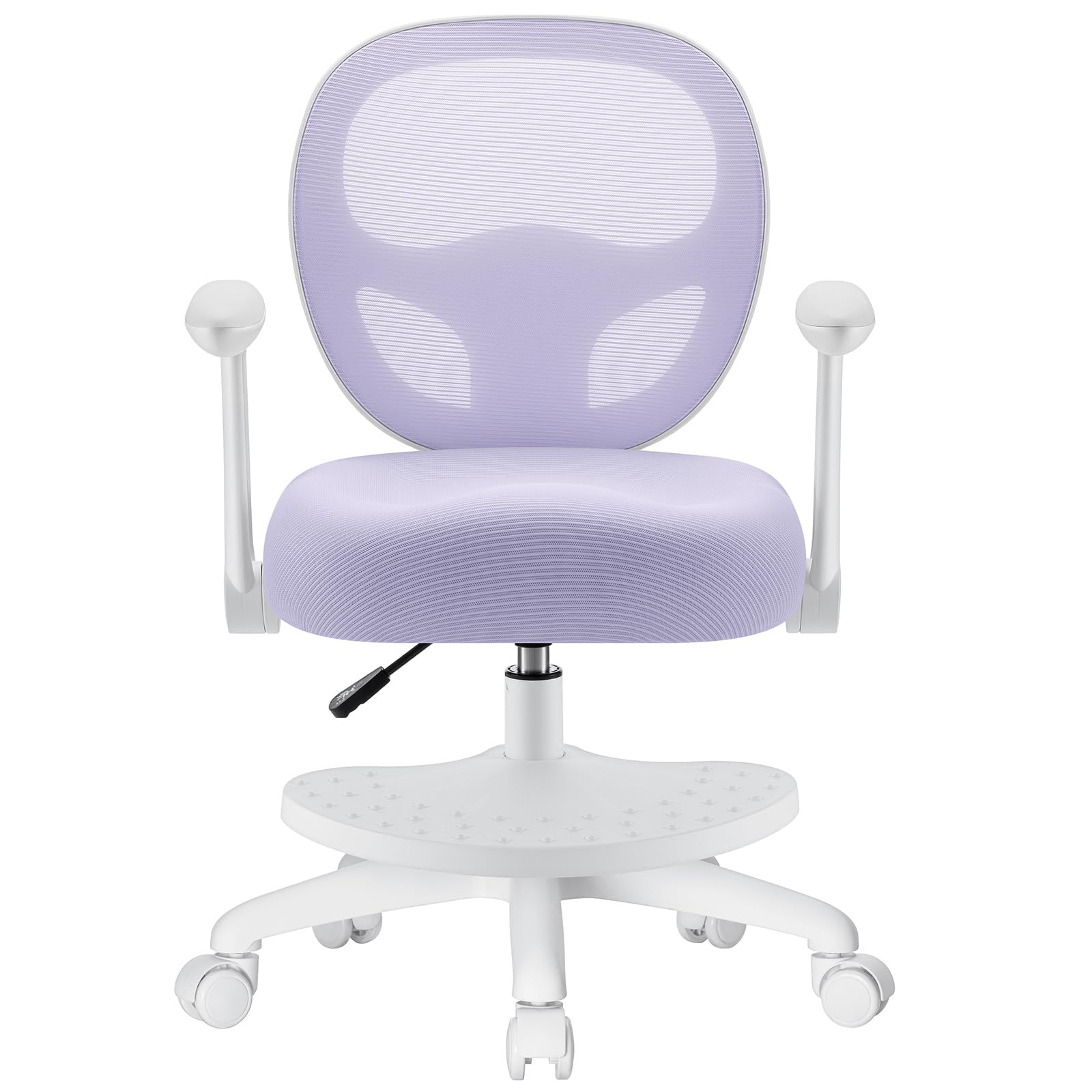 HOFFREE Kids Desk Chair Ergonomic Study Chair with Flipped Armrest and Footrest Adjustable Height Swivel Kids Computer Chair Mesh Desk Chair for Boys Girls Children at Home Bedroom Study Room Purple