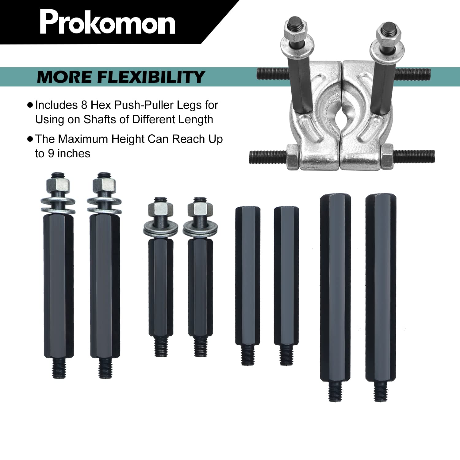 Bearing Disassembly Tools 21-in-1 Blind Bearing Puller Set With 3 Jaw Design - Inner Hole Bearing Removal Tool Kit Blind Hole Bearing Remover - Foto 2