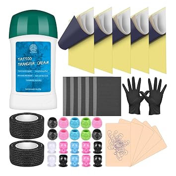 Tattoo Skin Practice Kit Tattoo Transfer Paper Tattoo Stencil Gel Tattoo Transfer Gel Tattoo Practice Skins For Beginners And Artist Complete Set