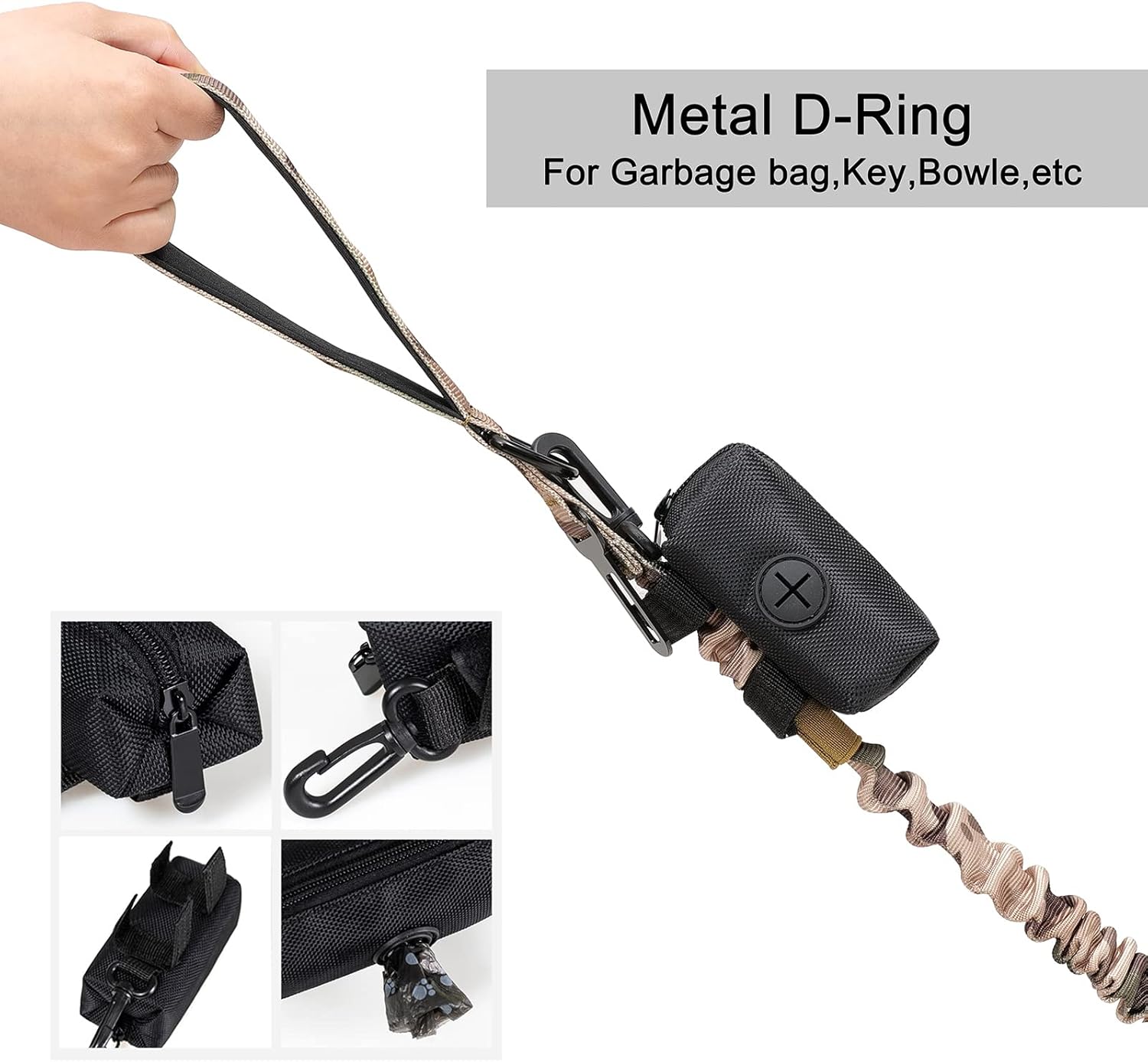 Tactical Dog Collar Adjustable Military Collar: - Nylon K9 Collars with Handle and Heavy Duty Metal Buckle for Medium and Large Dogs with 3 Patches and Airtag Case Holder (L, Camo-Set)
