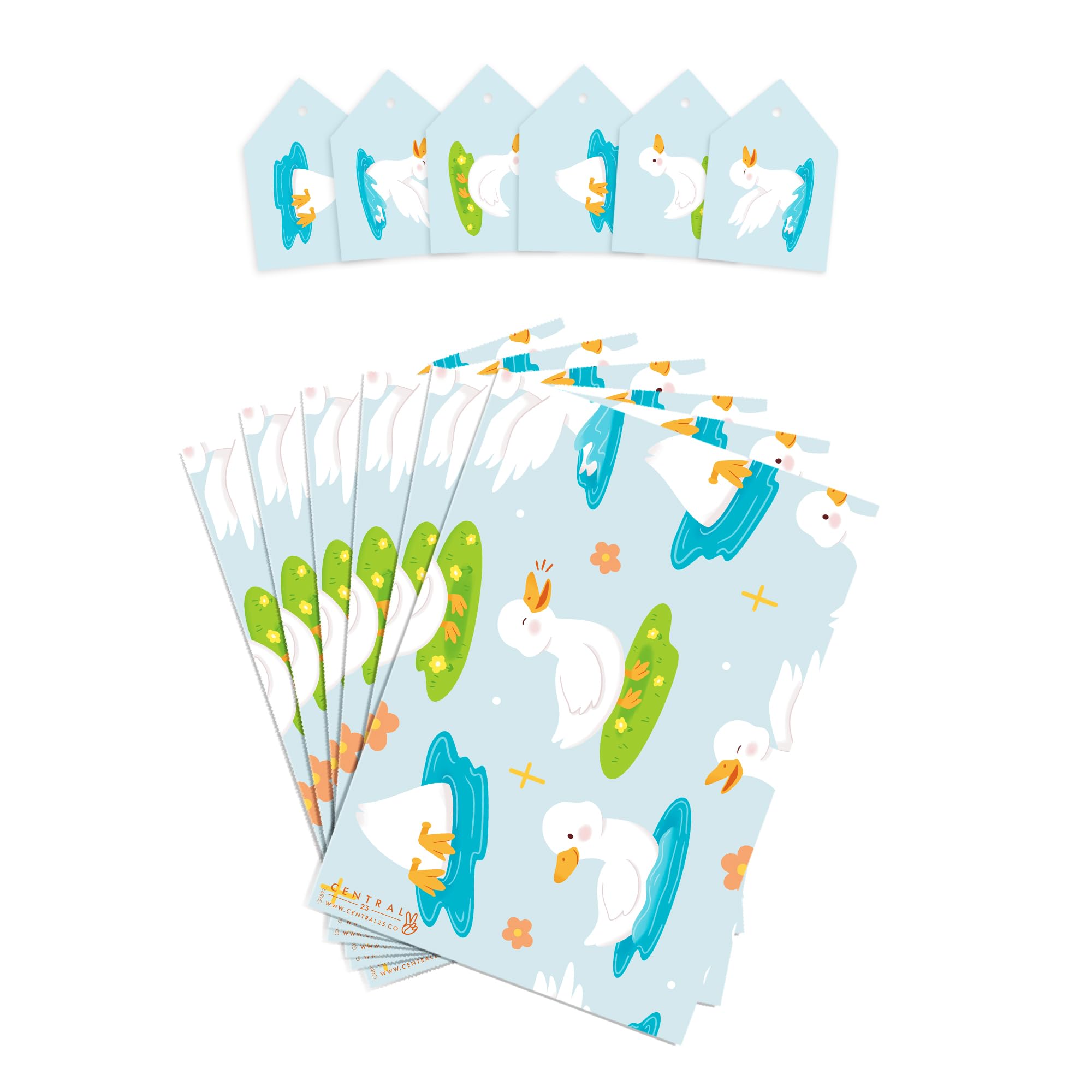 CENTRAL 23 Farm Animal Wrapping Paper - 6 Sheets Cute Chicks Floral Design