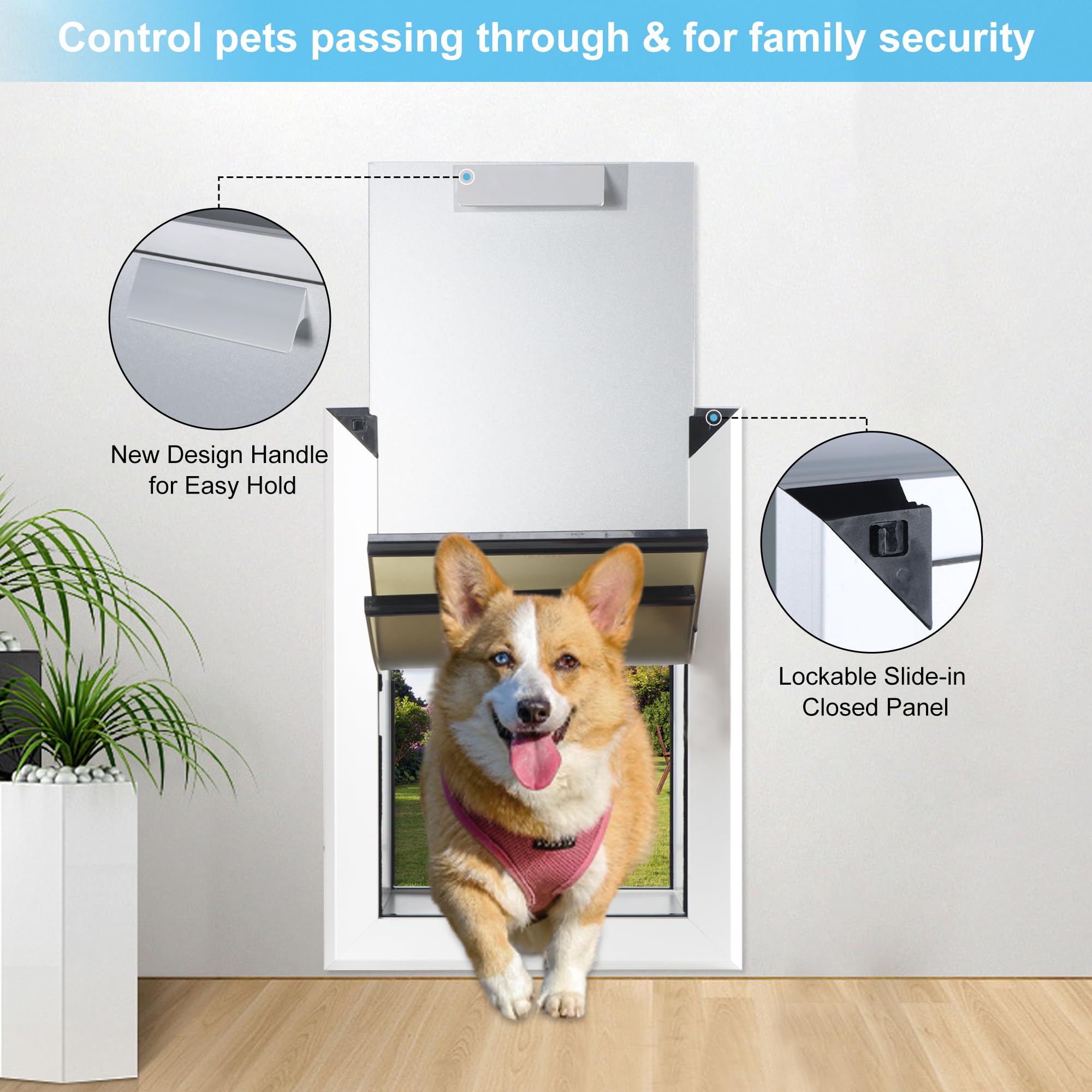 Aluminum Large Dog Door for Thick Wall Telescoping Tunnel Doggies Door