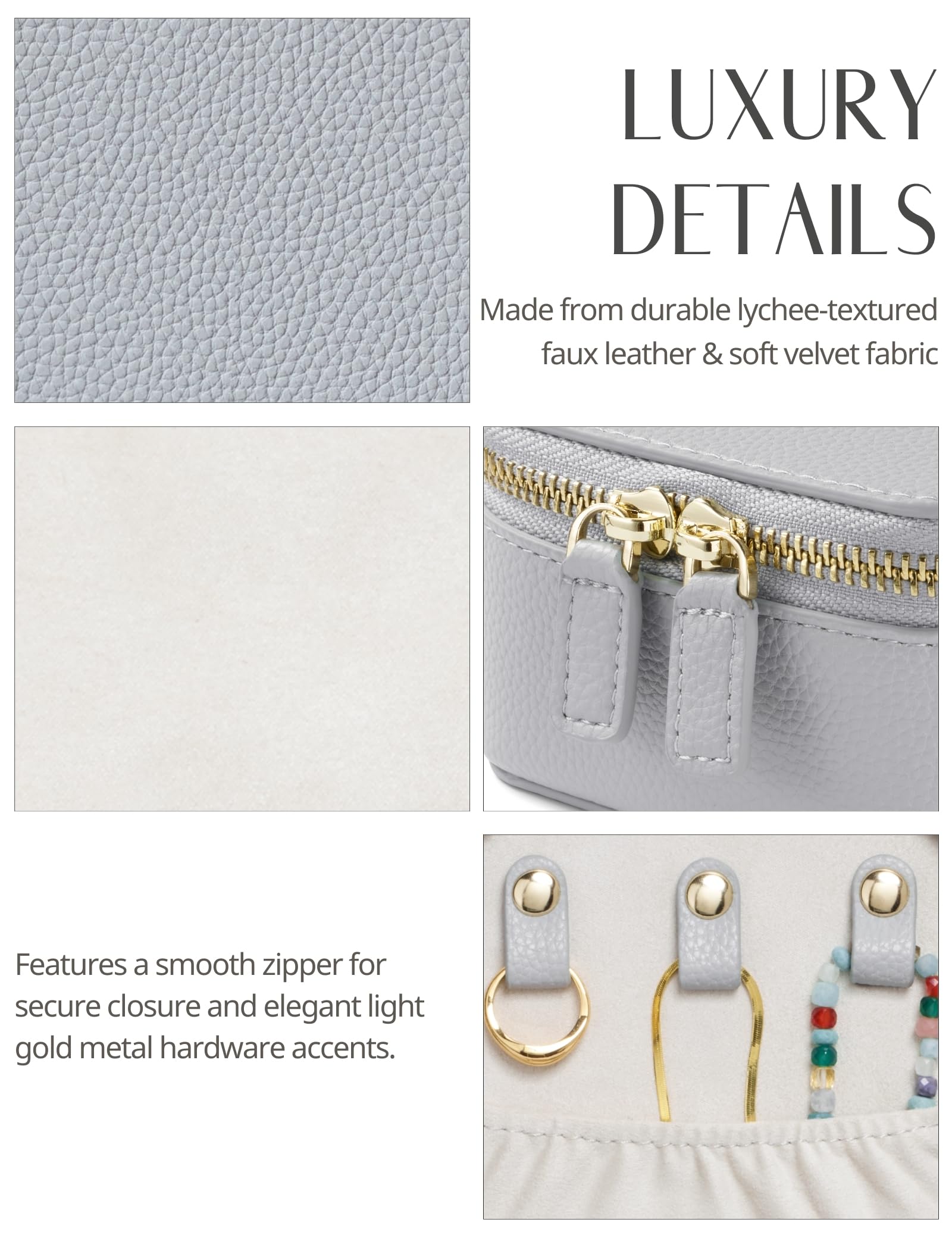 Popvibe Kleines Schmuck-Reiseetui für Damen, Mini-Schmuckschatulle, Organizer für Reisen, mit 6 Schmuckbeuteln, kleine Schmucktaschen, Leder-Reisegröße, Schmuck-Organizer-Tasche für Ohrringe,