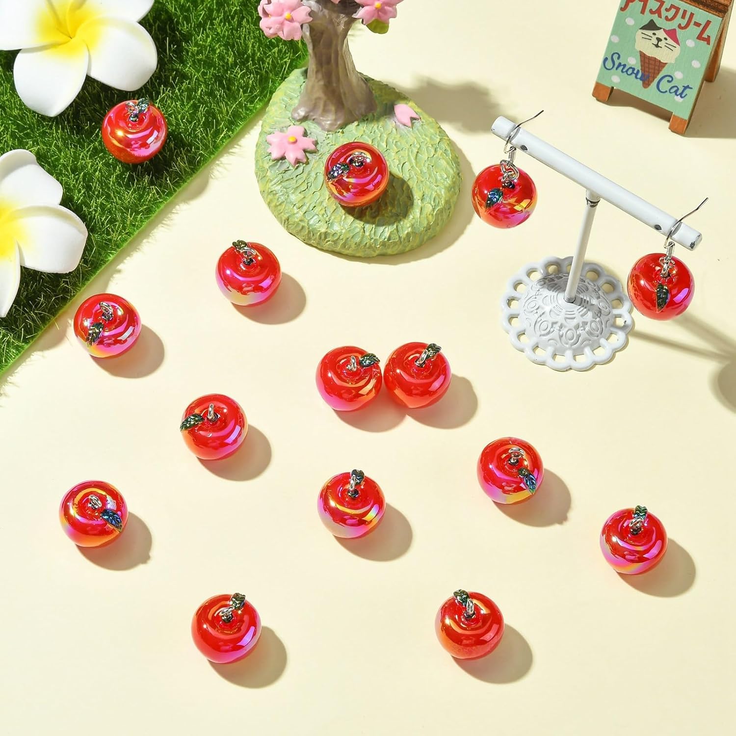 KitBeads 20Pcs Resin Red Apple Charms AB Color 3D Fruit Pendants for Bracelets Jewelry Making Necklaces Earrings Crafts Bulk - Image 5