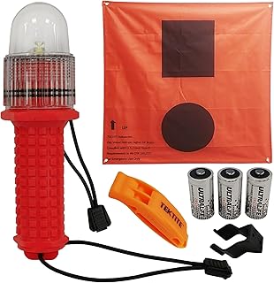 TEKTITE® SOSeFLARE 5 NO MORE FLARES! Electronic Boat Distress Flare w/Flag and Audible Signal Kit - USCG & SOLAS Compliant Marine Safety Signal - Waterproof LED & Audible Locator for Boats.