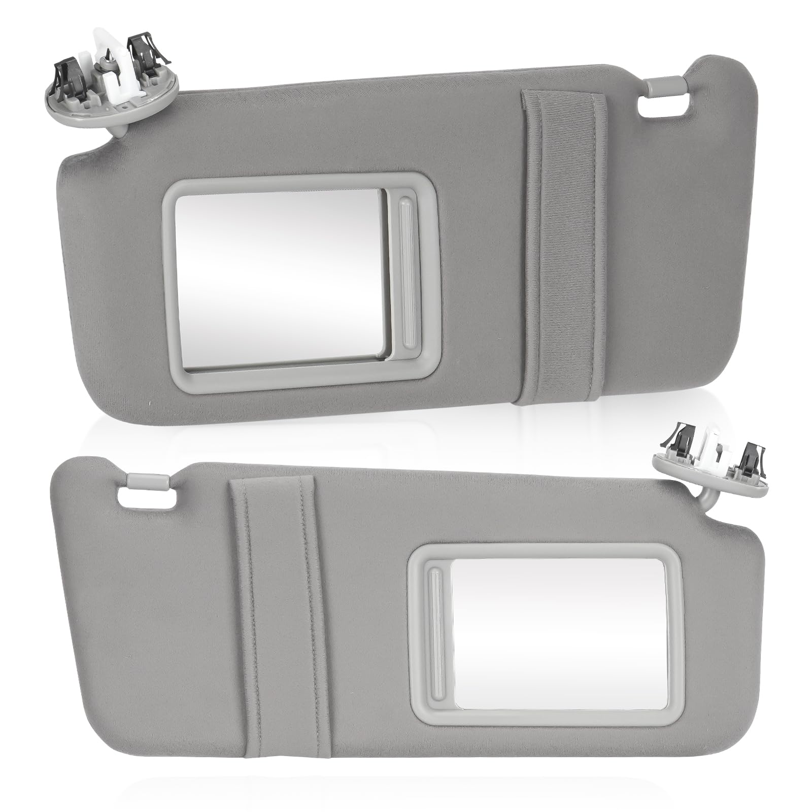 Left Driver & Right Passenger Side Sun Visor SunVisor with Light for Toyota Camry 2007 2008 2009 2010 2011 with Sunroof 74320-06800-B0 74310-06770-B0 (Gray)