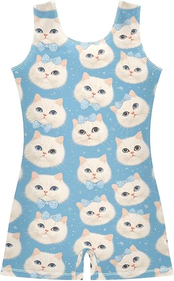 FRODOTGV Cute Cats Faces Girls Gymnastics Leotards Toddler 1 Piecing Dance Unitards for Dancewear, Tumbling Class, Swimming