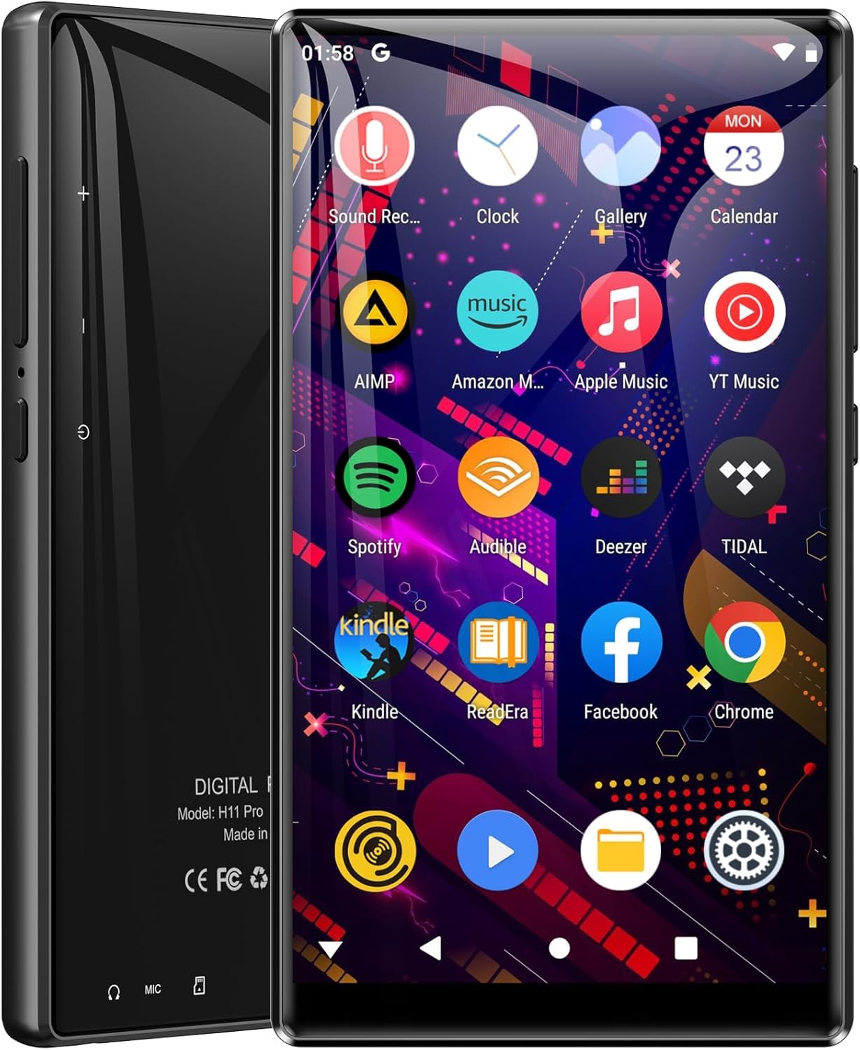 MECHEN 5インチ MP3プレーヤー 128GB TFカード付き Android 9.0 音楽プレーヤー 3GB + 32GB内蔵 ミュージックプレーヤー 多機能 MP4プレーヤー 1080p HD デジタルオーディオプレーヤー アプリインストール可能 検索機能付き スマホ・車載Bluetooth対応 2.4GHz/5GHz WiFi+Bluetooth 動画再生・壁紙変更・FMラジオ・録音