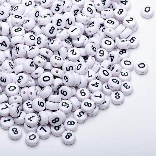 Miniatura 7 de 1000 cuentas de números acrílicos del 0 a 9 cuentas de números redondos de 0.157 x 0.276 in, cuentas de números mixtos para fabricación de joyas y