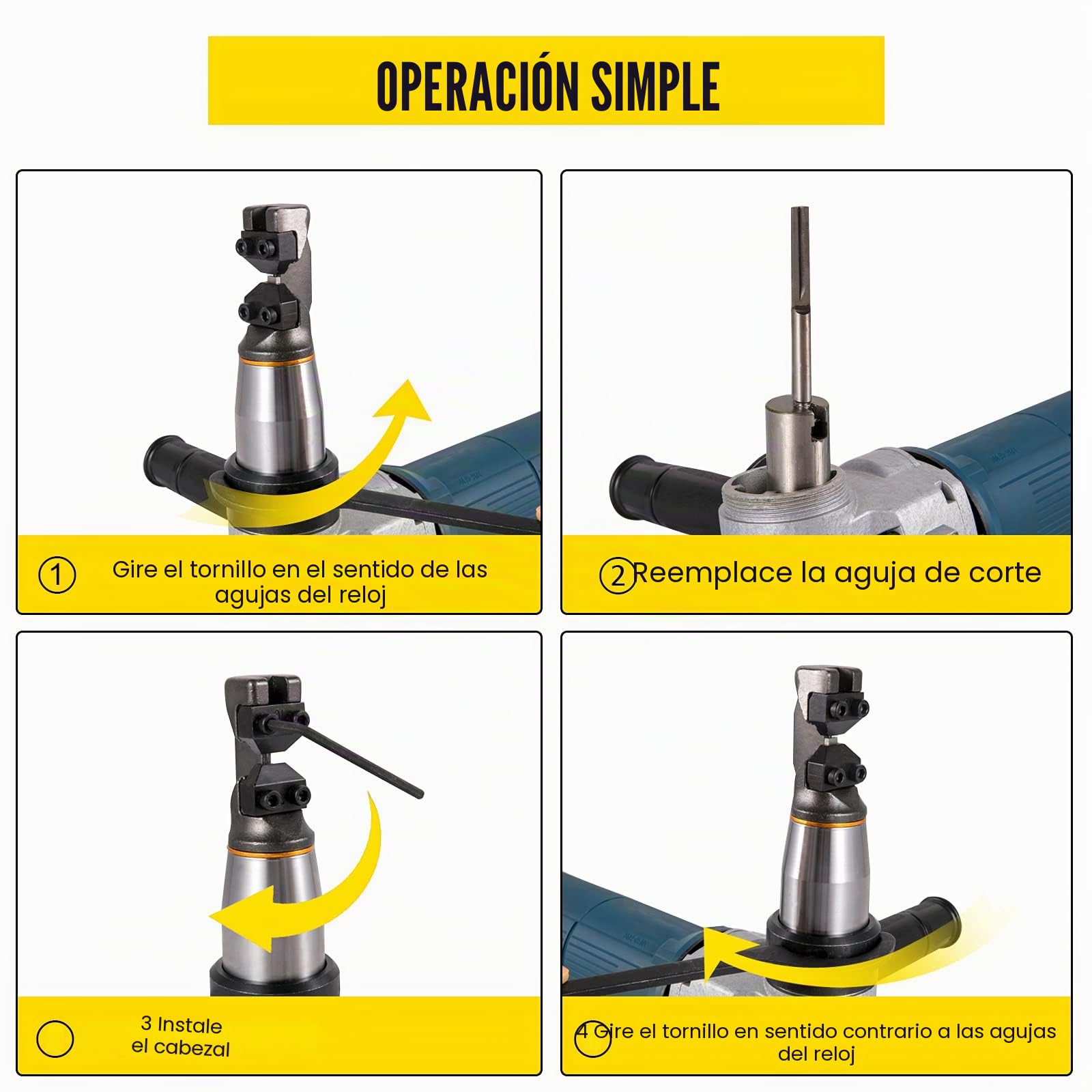 VEVOR Cizalla Nibbler de Metal 4 mm 625 W Giratorio 360º Cizalla de Punzonadora Eléctrica 1000 RPM Cizalla Eléctrica de Aleación Metálica para Chapa Metálica, Acero, Cobre, Aluminio, Plástico y Vidrio