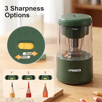 Electric Pencil Sharpener, Auto in & Out, Rechargeable