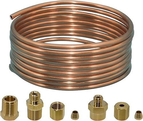 Ebrmeiwo Kit de tubos de manómetro de aceite de 72 pulgadas, juego de tubo de cobre y piezas roscadas, ajuste universal