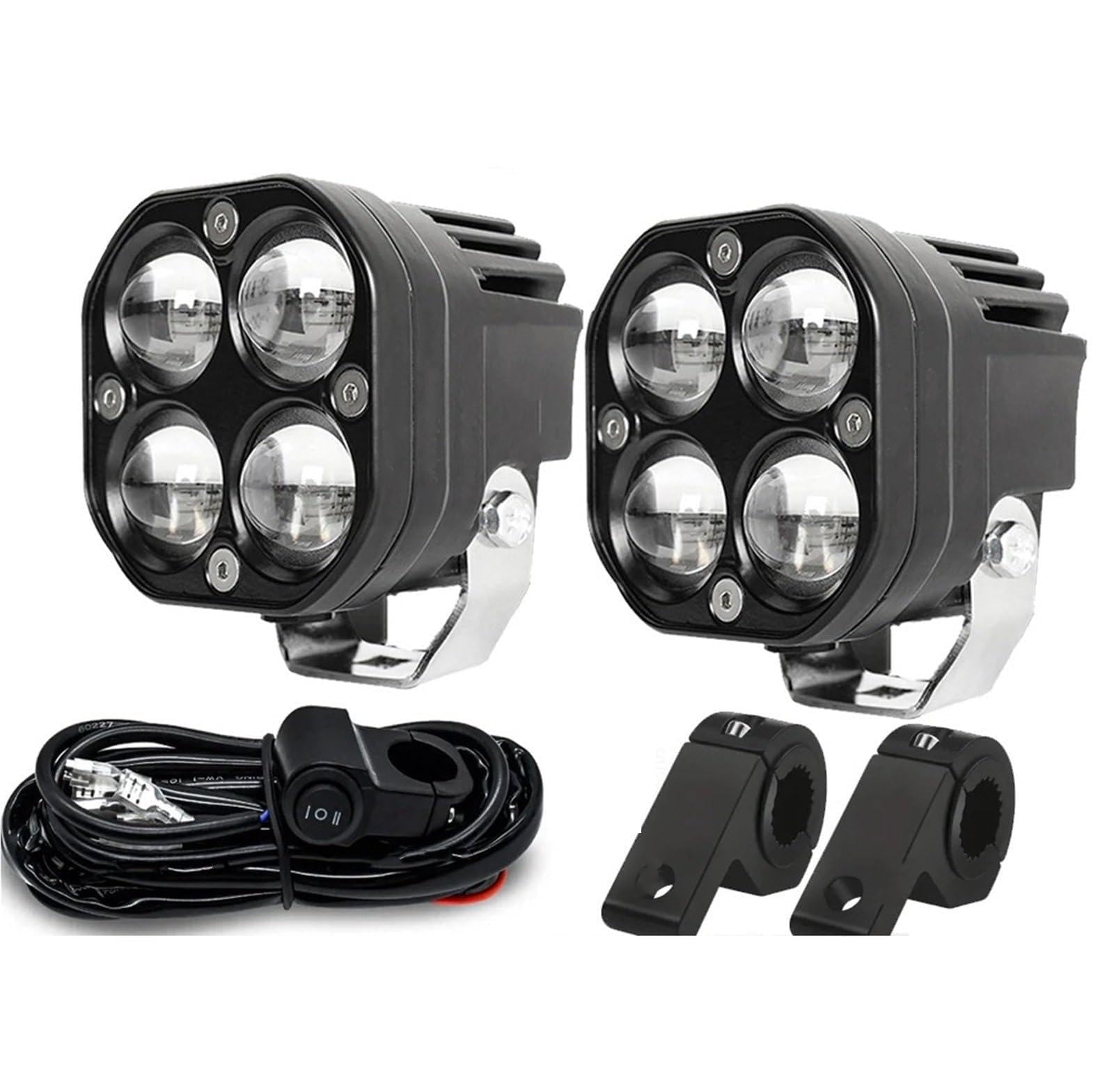 KWEZ Faro Compatible Faros Luces antiniebla auxiliares para moto | El camión ligero de la motocicleta llevó la linterna de las señales de vuelta de los proyectores 30000LM 200W(P4 2 PCS Light)