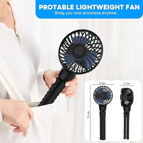 Miniatura 6 de TAECCL Ventilador de cochecito de bebé, mini ventilador portátil recargable por USB, ventilador de escritorio ajustable de 3 velocidades, ventilador