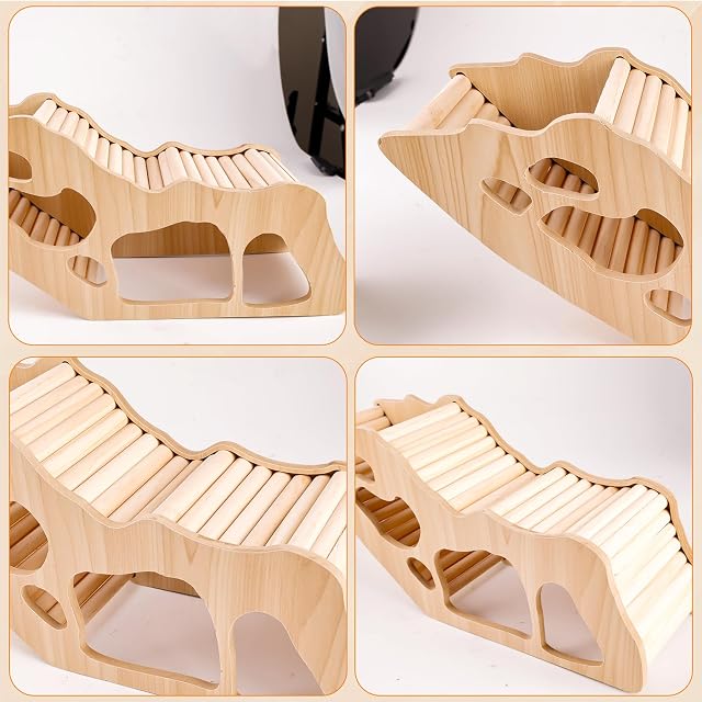 Foto 7 de 7 de GOEDCH Casa de hámster: escalera de escalada, juguete, casa de madera, túnel, accesorio para hámster enano