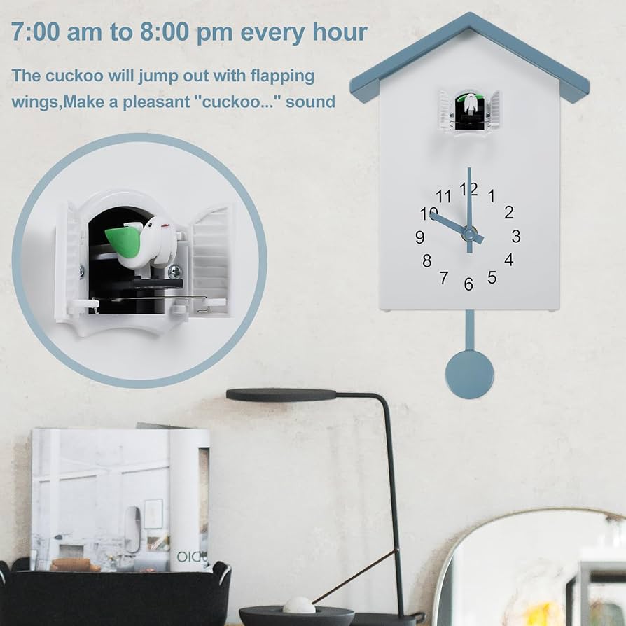 Cookoo Clock Cuckoo Clock Cuckoo Wall Clock, Cuckoo Bird Voices Call Design Clock Pendulum Pendulum Battery Powered Wall Art Home Living Room Kitchen Office Decora Kookoo Clock