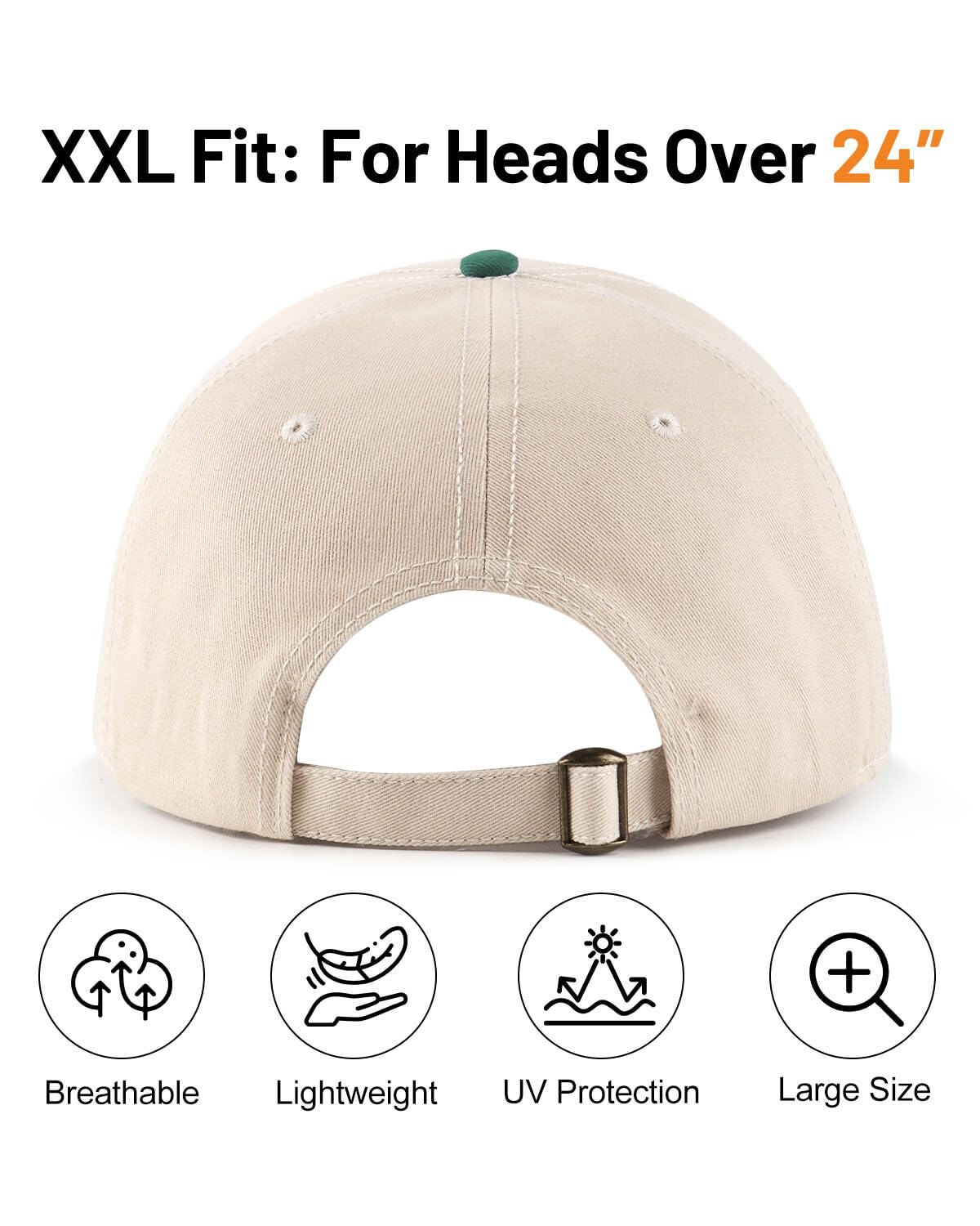 Feng Shui， XL/XXL prana bawełniana czapka z daszkiem duże główki czapki mężczyźni kobiety duże czapki do biegania 23,5–25,5 cala Vintage czapka sportowa do golfa na świeżym powietrzu tenis