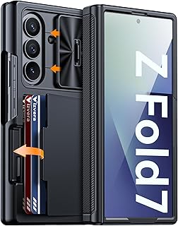 Vizvera for Samsung Galaxy Z Fold 7 Case RFID Wallet with Cards Holder [Hinge Cover] [Camera Cover] Shockproof Silicone Pr... Price In India