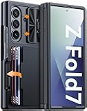 Vizvera for Samsung Galaxy Z Fold 7 Case RFID Wallet with Cards Holder [Hinge Cover] [Camera Cover] Shockproof Silicone Protective Phone Case for Z Fold 7 2025-Black
