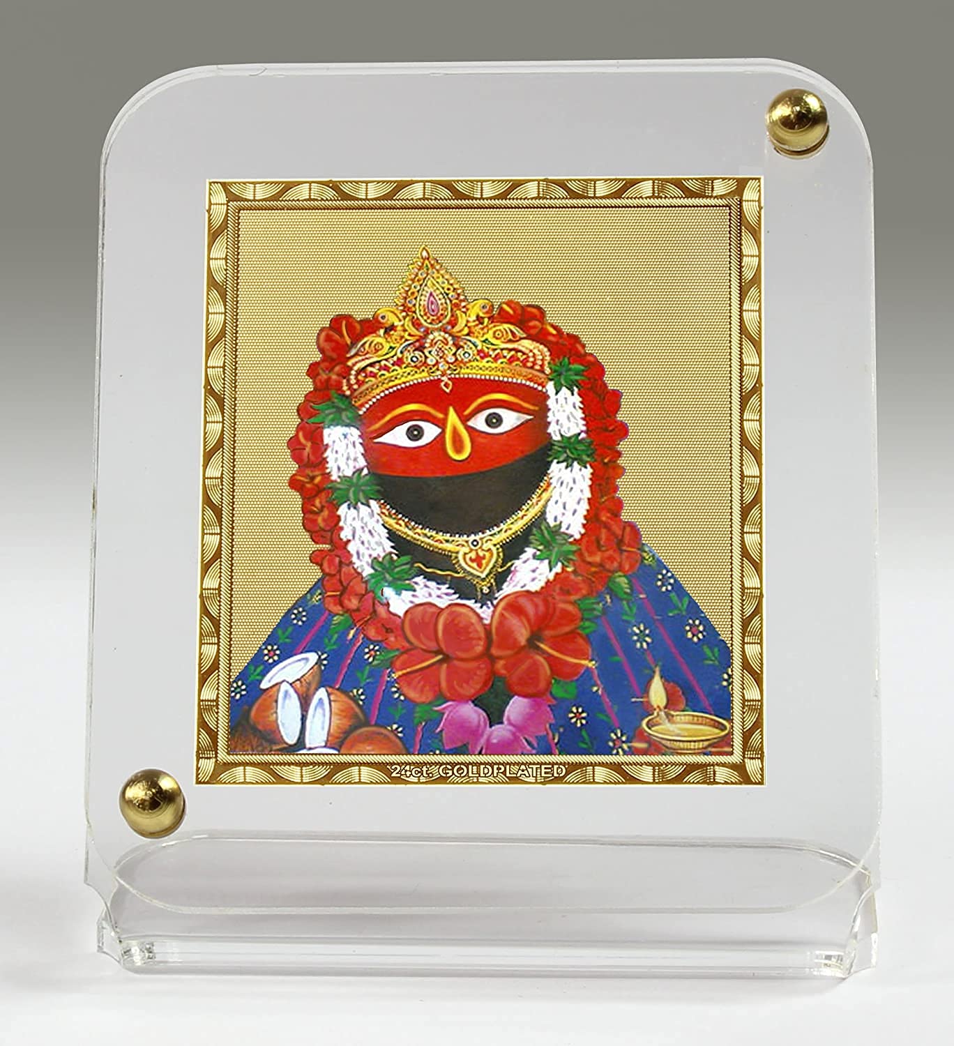 Japa Mala de oración dorada Maa Tarini y figura multicolor para salpicadero de coche estándar