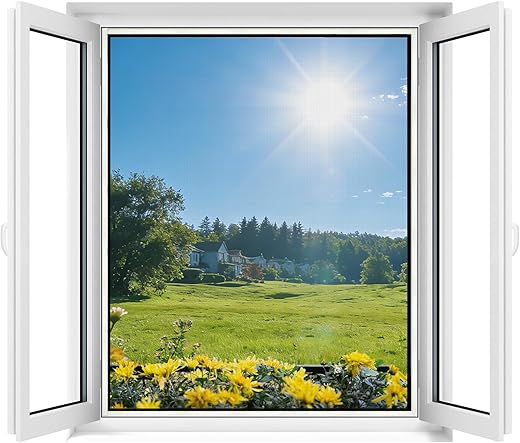Apalus Fliegengitter Fenster, Zuschneidbar auf Fenstergrößen bis 130x150cm, Insektenschutz mit Starkem Klettband, Kinderleichte Montage, Presshilfe…