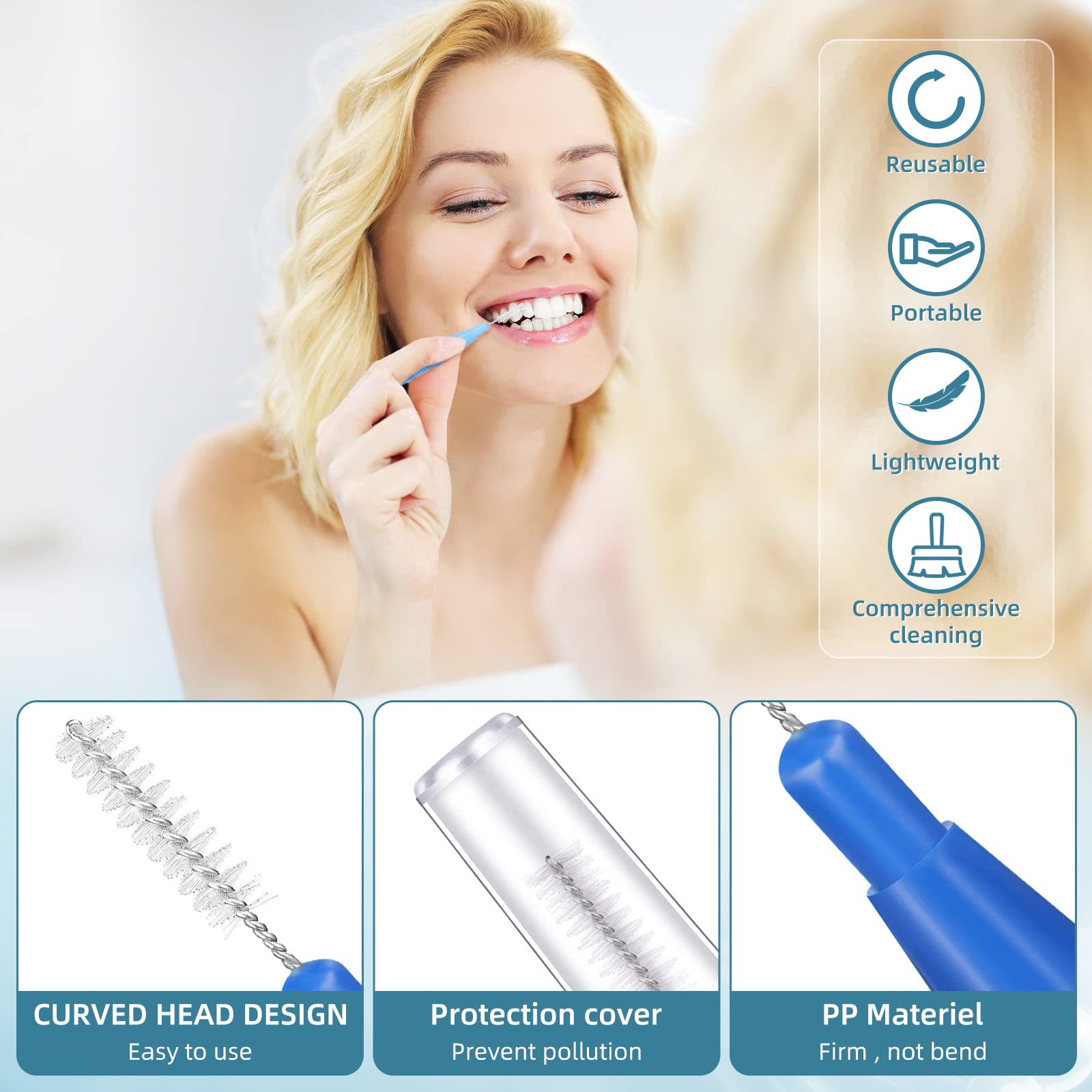 Obidodi 50 Pieces Interdental Brush, Soft Toothpicks Tooth Flossing Head, Oral Dental Hygiene Brush - Image 4