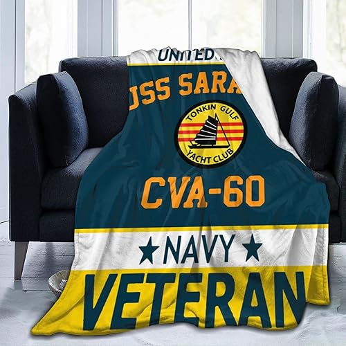 USS Saratoga Cva-60 - Manta cálida para adultos y niños manta de forro polar para decoración de sala de estar cama sofá 80 x 60 pulgadas