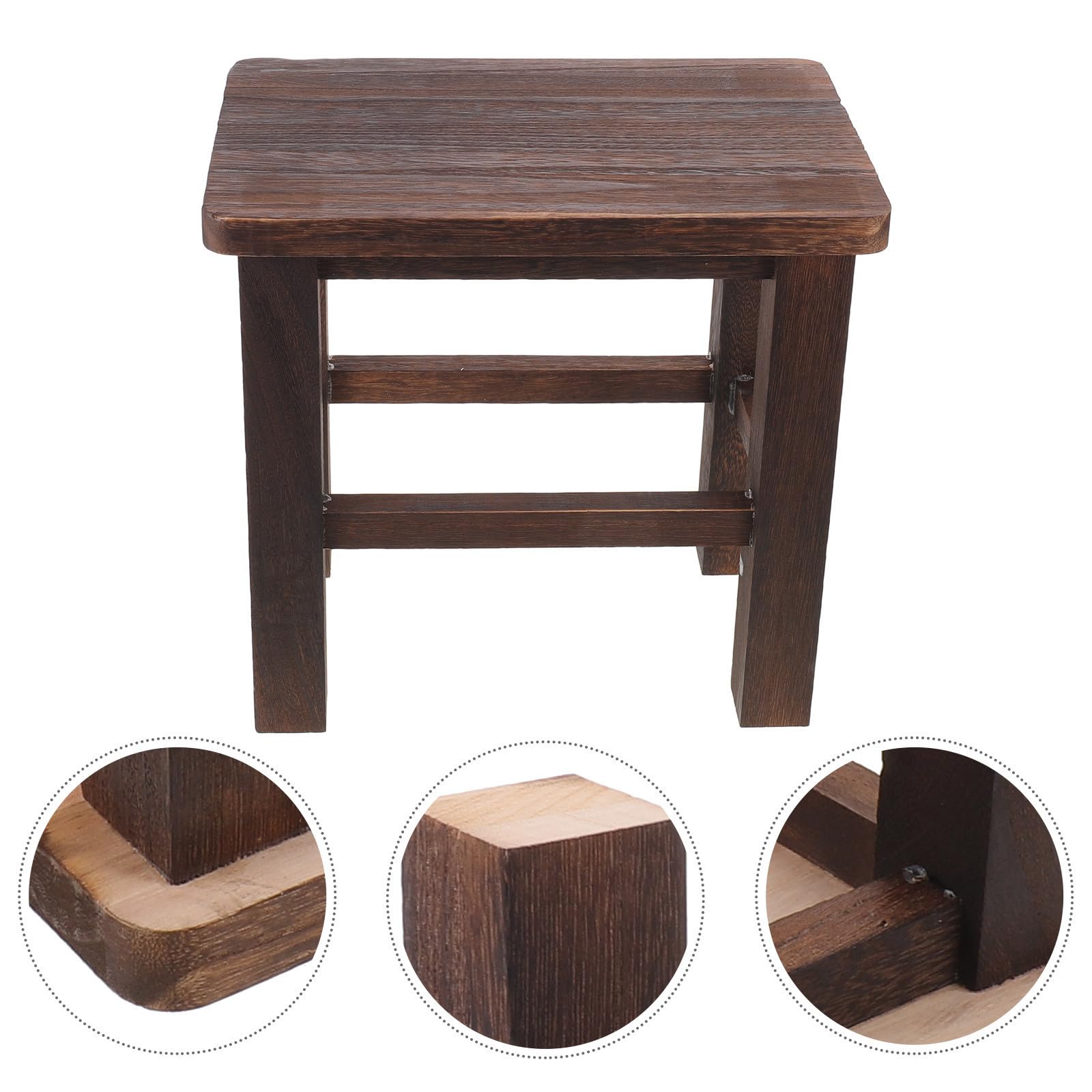 Taburete de Madera Vintage para Plantas Diseño Ligero y Esquinas Redondeadas, Estructura Baja Adecuado para Ambiente y Baño