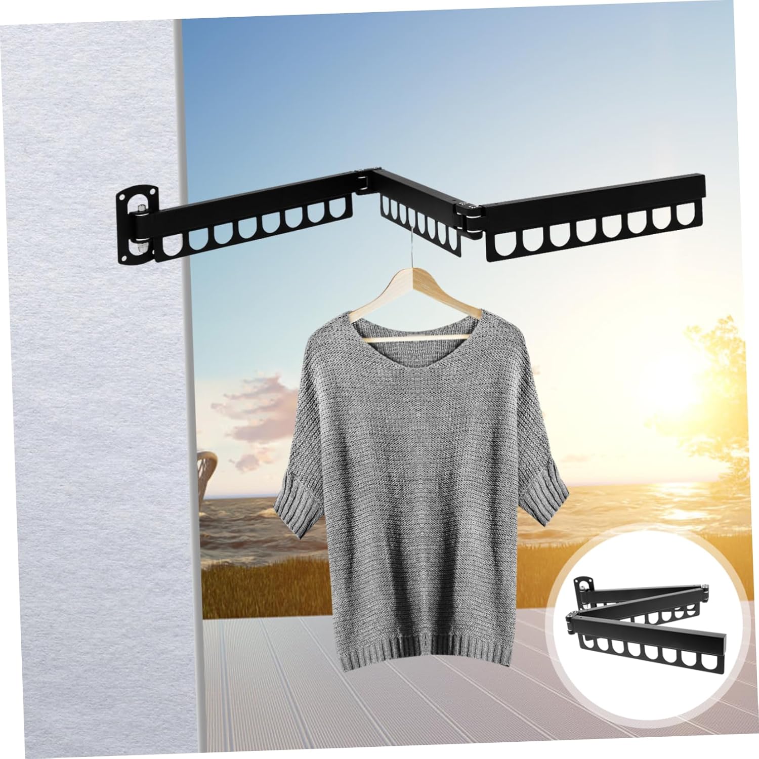 Laundry Wall Mounted Drying Rack Clothes Hanger for Indoor Use Retractable Design for Balconies and Spaces