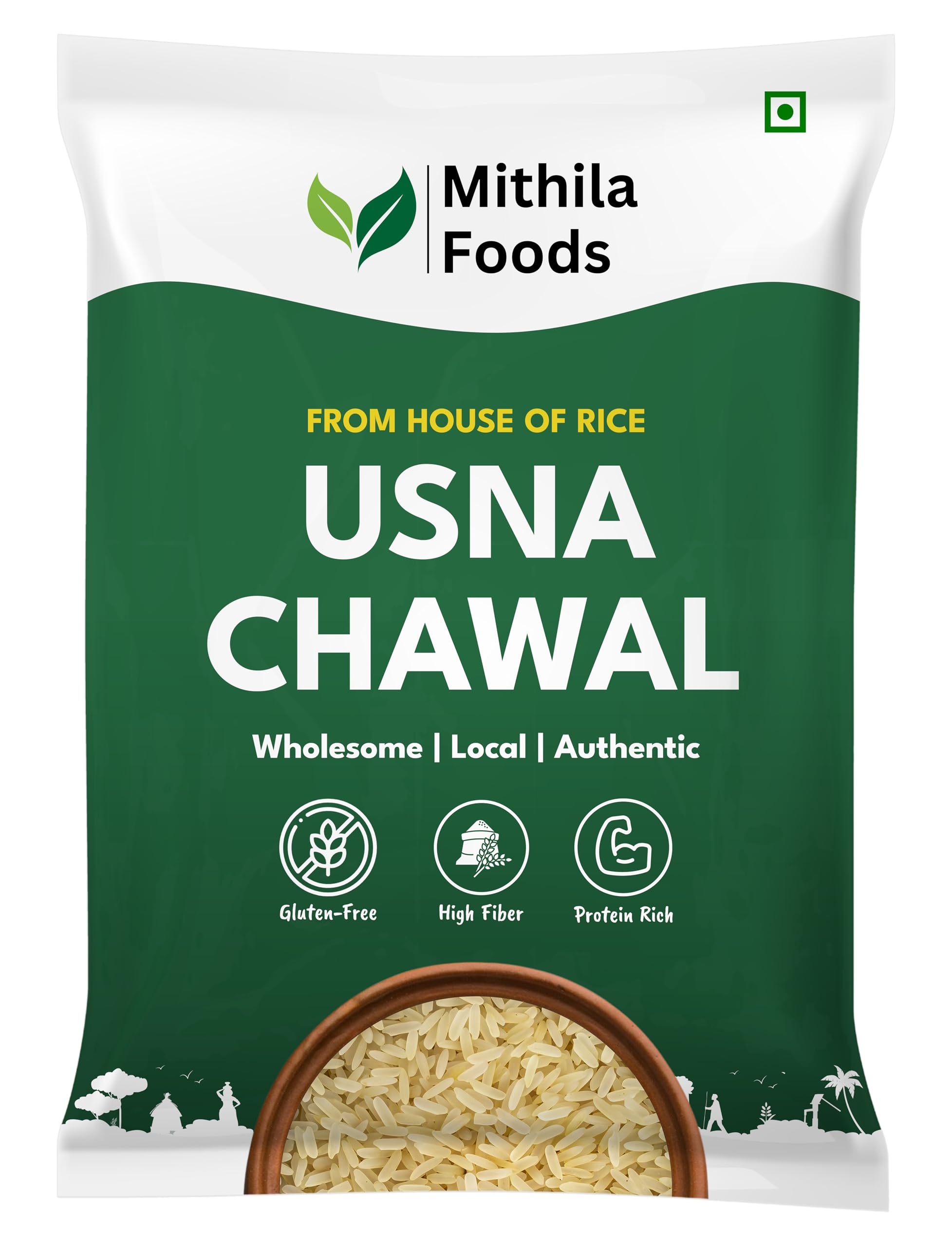 MITHILA FOODS 5 Kg Usna Chawal - Authentic Bihari Parboiled Rice | Nutrient-Rich, Low GI, Easy to Digest, Fluffy Non-Sticky Grains | Khichdi & Pulao | Traditional Cultural Flavor From Bihar (Value Pack)