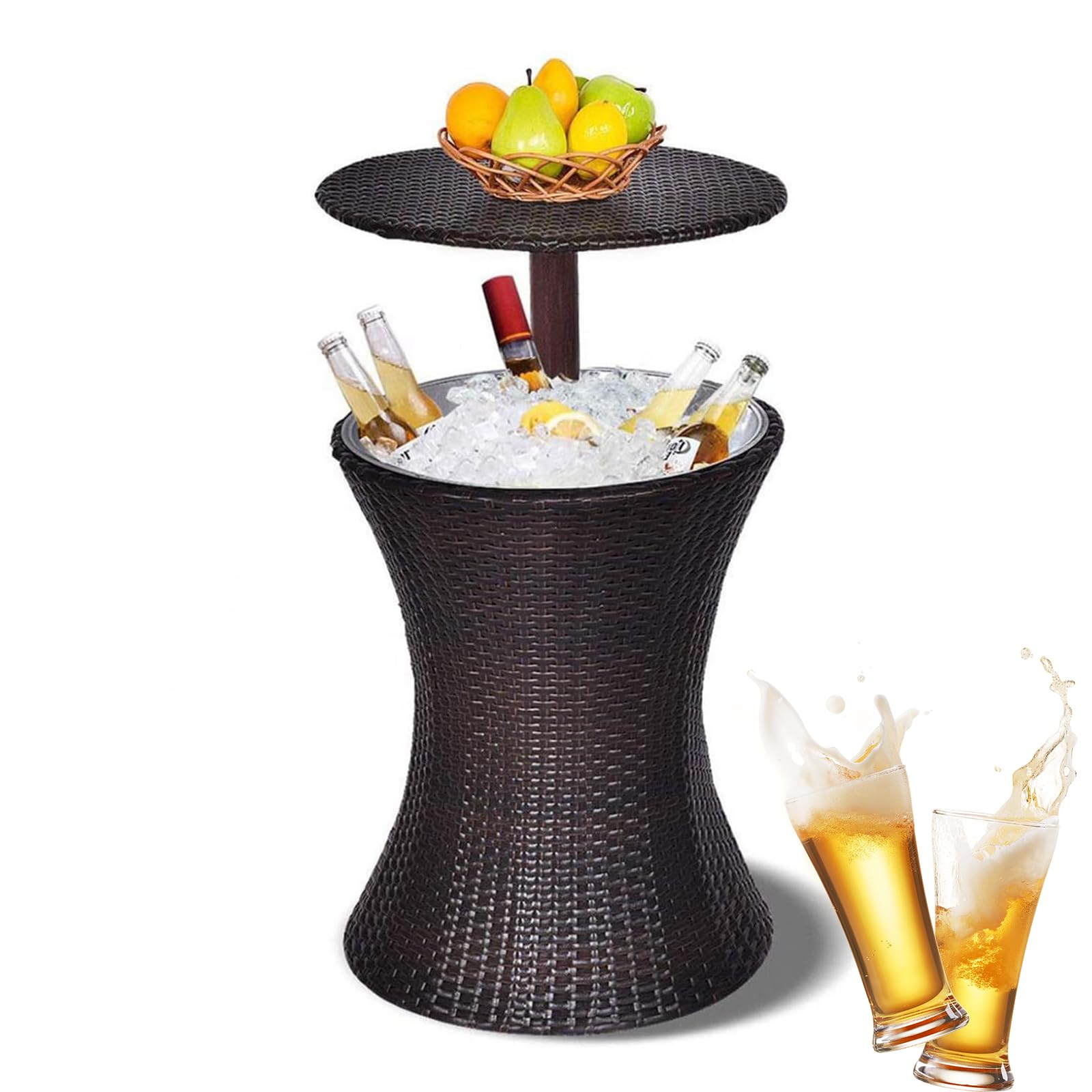 Table de barre de refroidisseur de luxe en rotin meuble esthétique de terrasse